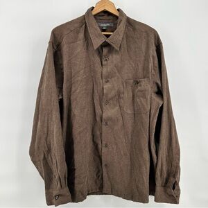 Croft & Barrow Brown Faux Suede Long Sleeve Lined Shirt Jacket Mens 2XL Brown